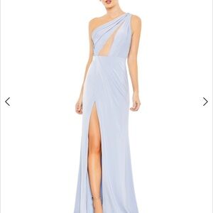 MAC DUGGAL STYLE 50668 Powered Blue One Shoulder Dress Size 12 MSRP $498 2022